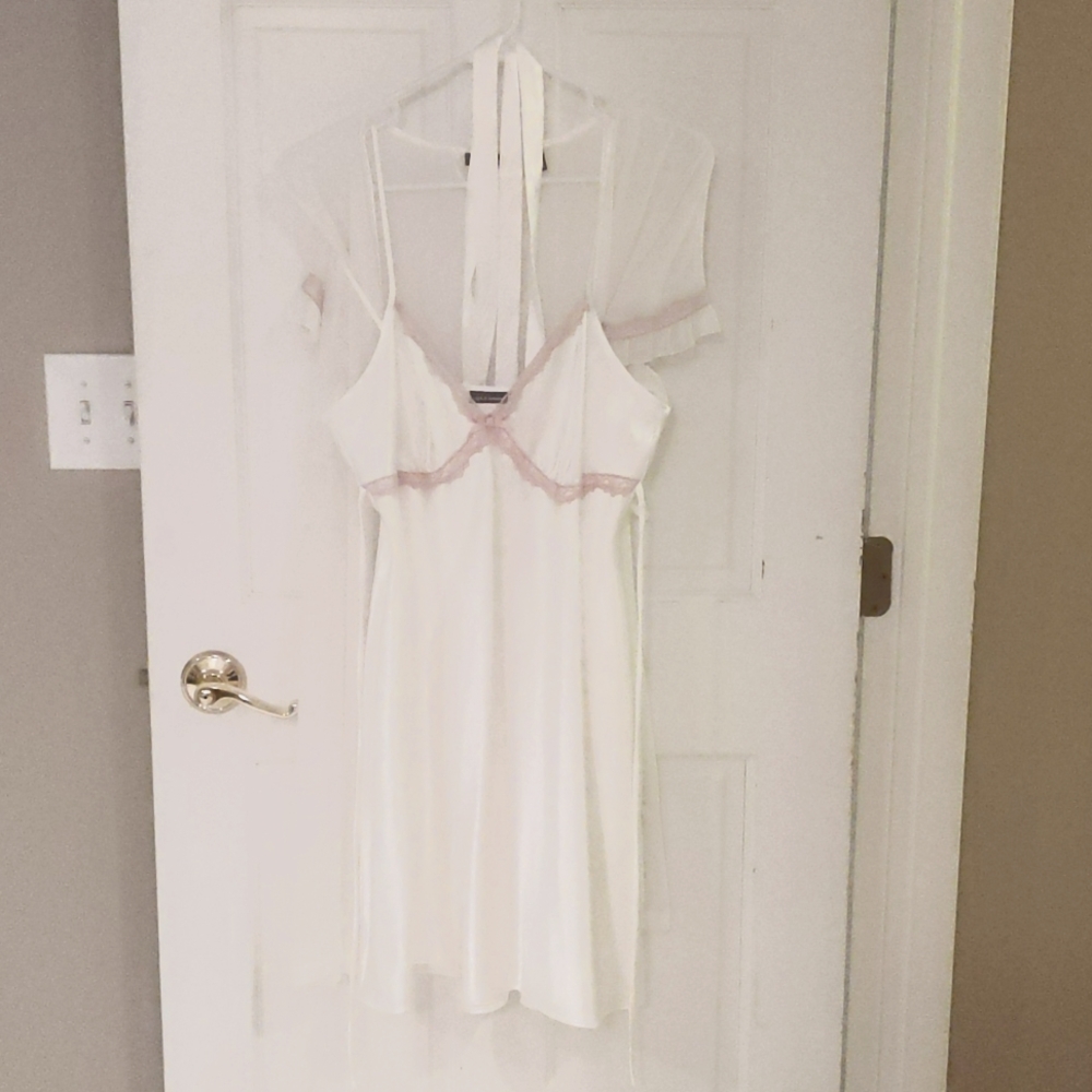 Women's silk pajamas with matching sheer robe